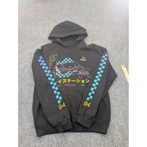 PlayStation Hoodie Mens Large Black Retro Console Graphic Japan 1994 Fleece